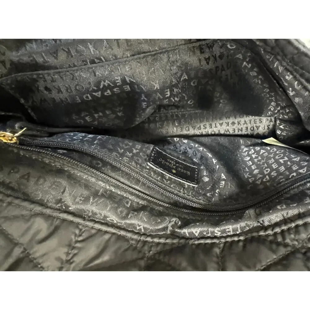 Kate Spade Black Polyester ‎ Quilted Shoulder Crossbody Bag Purse Designer